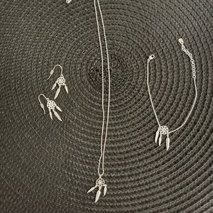 Dream Catcher Silver Jewelry Set (Matching Earrings, Necklace and Bracelet) NWOT